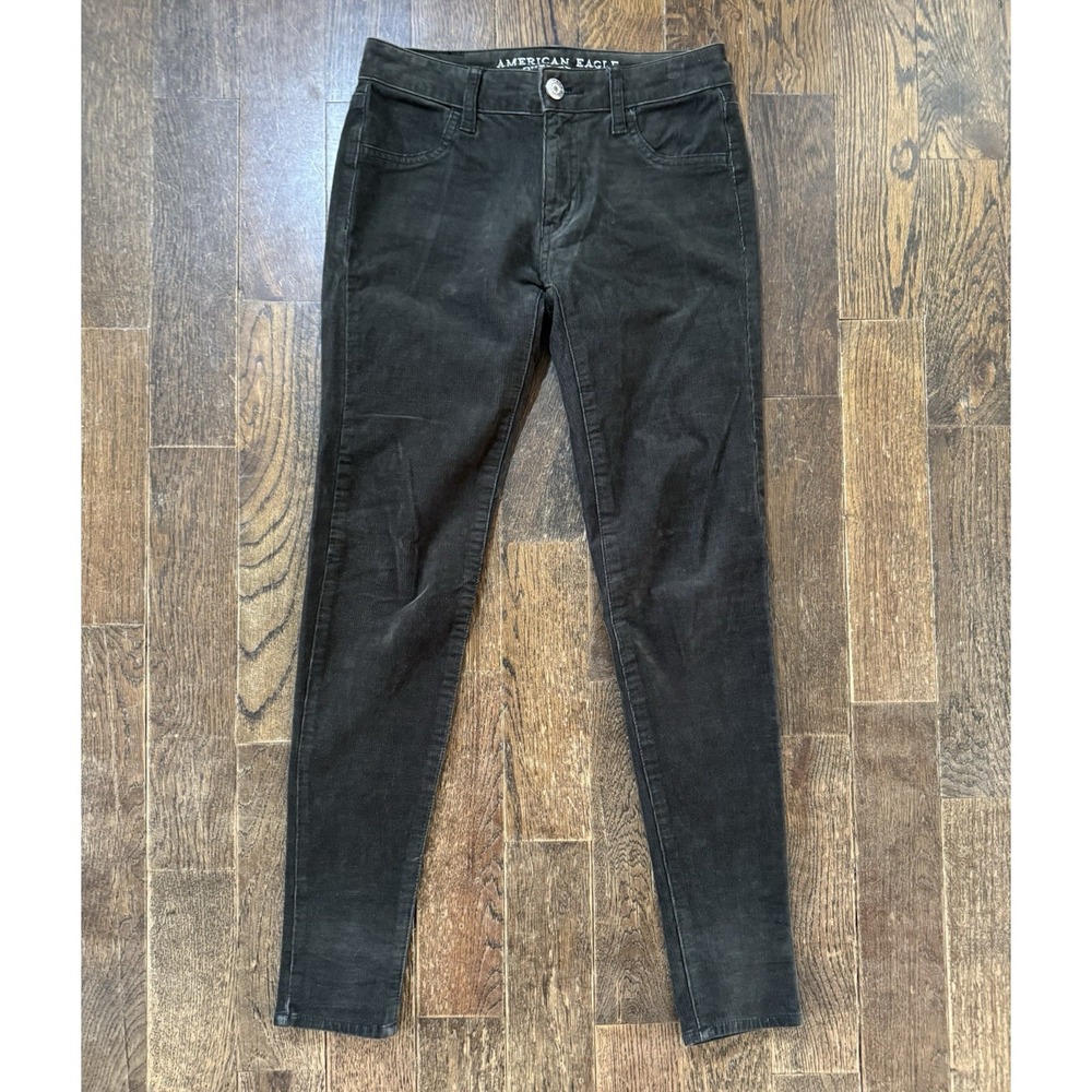 American Eagle Jegging Size 4 (W27xL28) Corduroy Green Faux Front Pockets